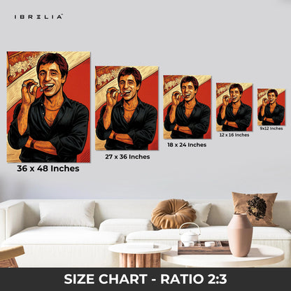 Tony Montana Scarface Wall Art – Iconic Mafia Portrait Canvas Frame | Vintage Crime Movie Poster Pakistan | IBRELIA™ IBRELIA