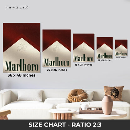 Marlboro Minimalist Wall Art – Vintage Cigarette Pack Canvas Frame | Bold Retro Graphic Poster Pakistan | IBRELIA™ IBRELIA