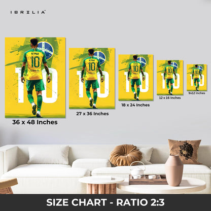 Neymar Jr Brazil Wall Art – Jersey No.10 Football Canvas Frame | Neymar Poster Pakistan | IBRELIA™ IBRELIA