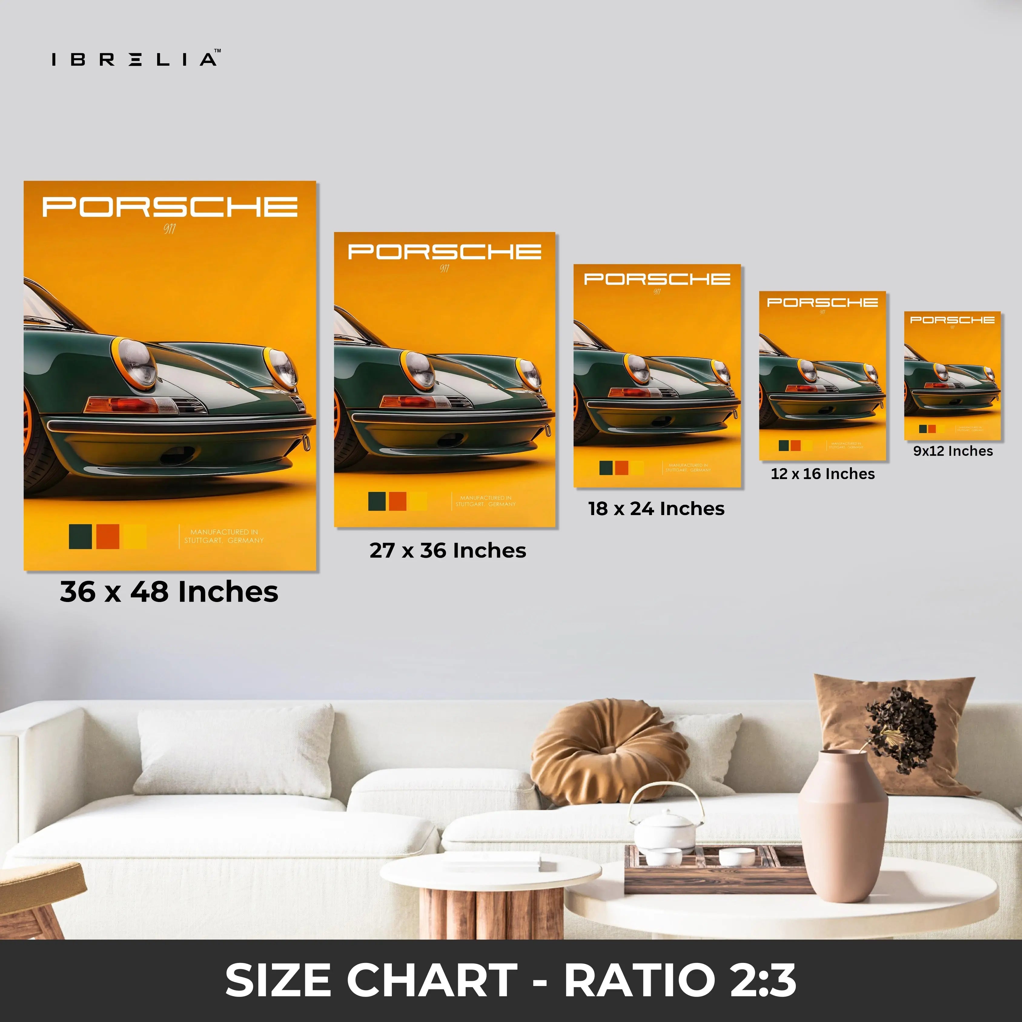 Porsche 911 Vintage Front Detail Wall Art – Retro Luxury Car Poster | 4K Ultra Wrap Frame Wall Art in Pakistan | IBRELIA™ IBRELIA
