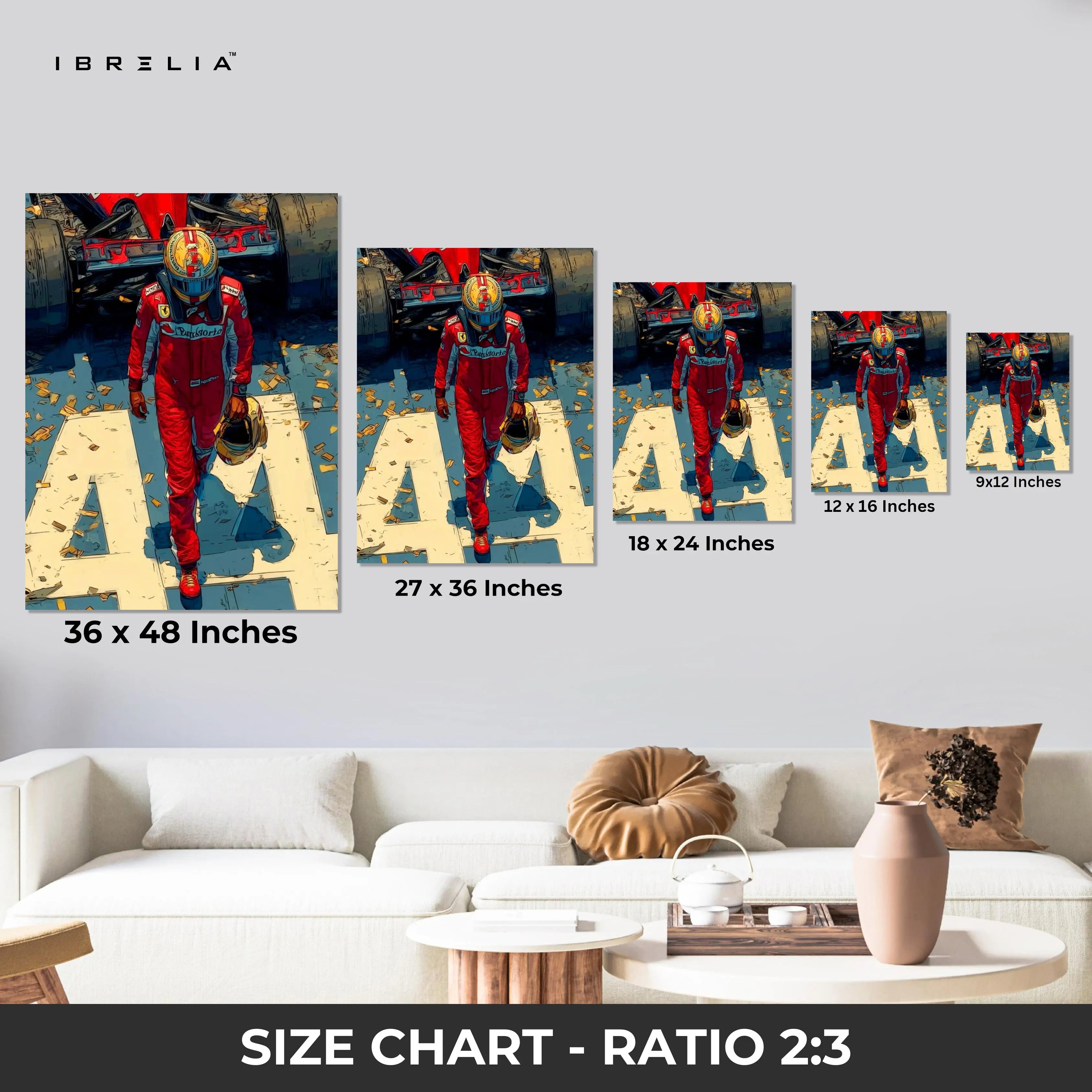 Ferrari F1 Victory Walk Wall Art – Motorsport Racing Canvas Frame | Formula 1 Champion Poster Pakistan | IBRELIA™ IBRELIA