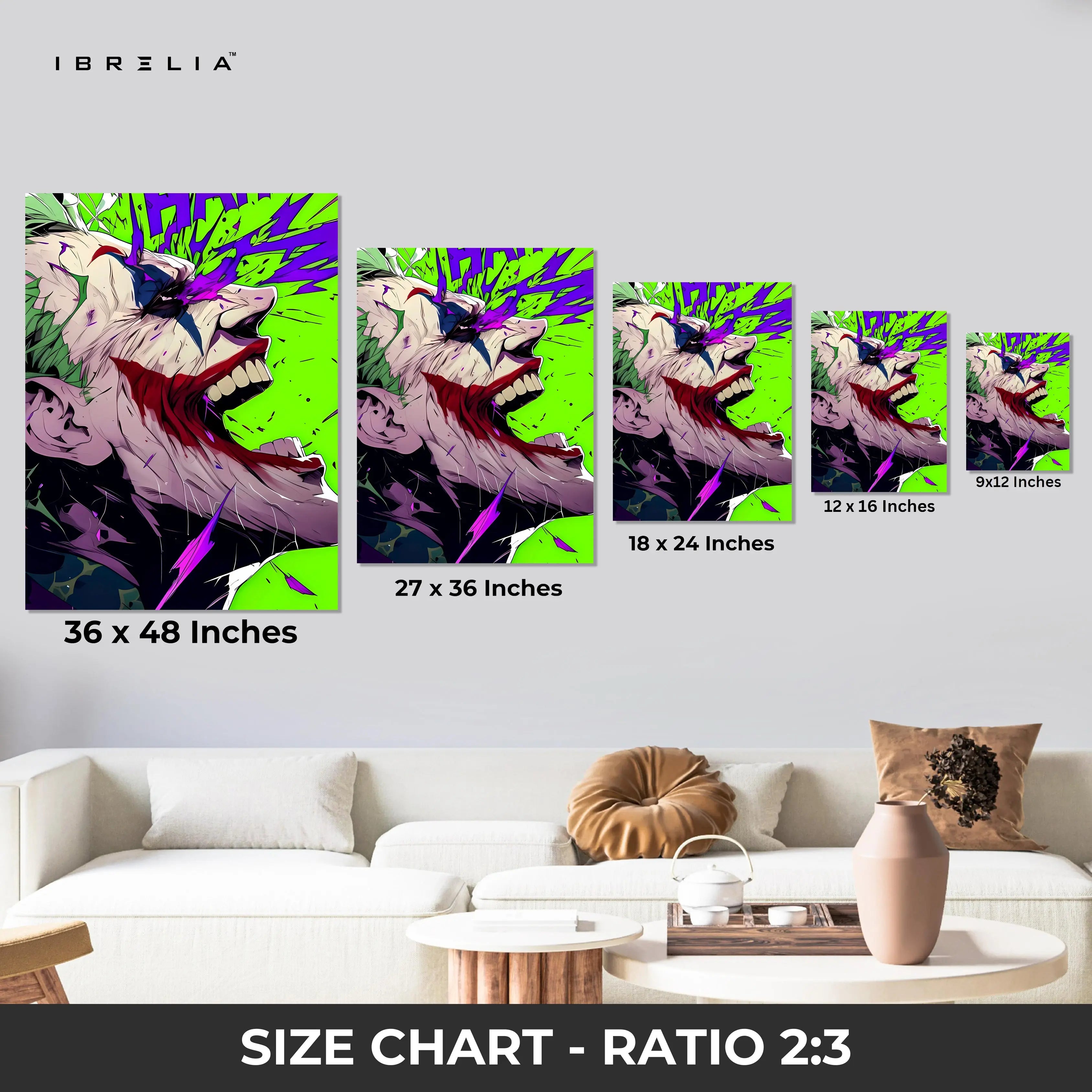 Joker Chaos Explosion Wall Art – Dark Comic Villain Canvas Frame | Joker Rage Poster Pakistan | IBRELIA™ IBRELIA