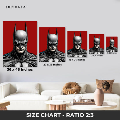 Batman Dark Portrait Wall Art – DC Superhero Canvas Frame | Batman Poster Pakistan | IBRELIA™ IBRELIA