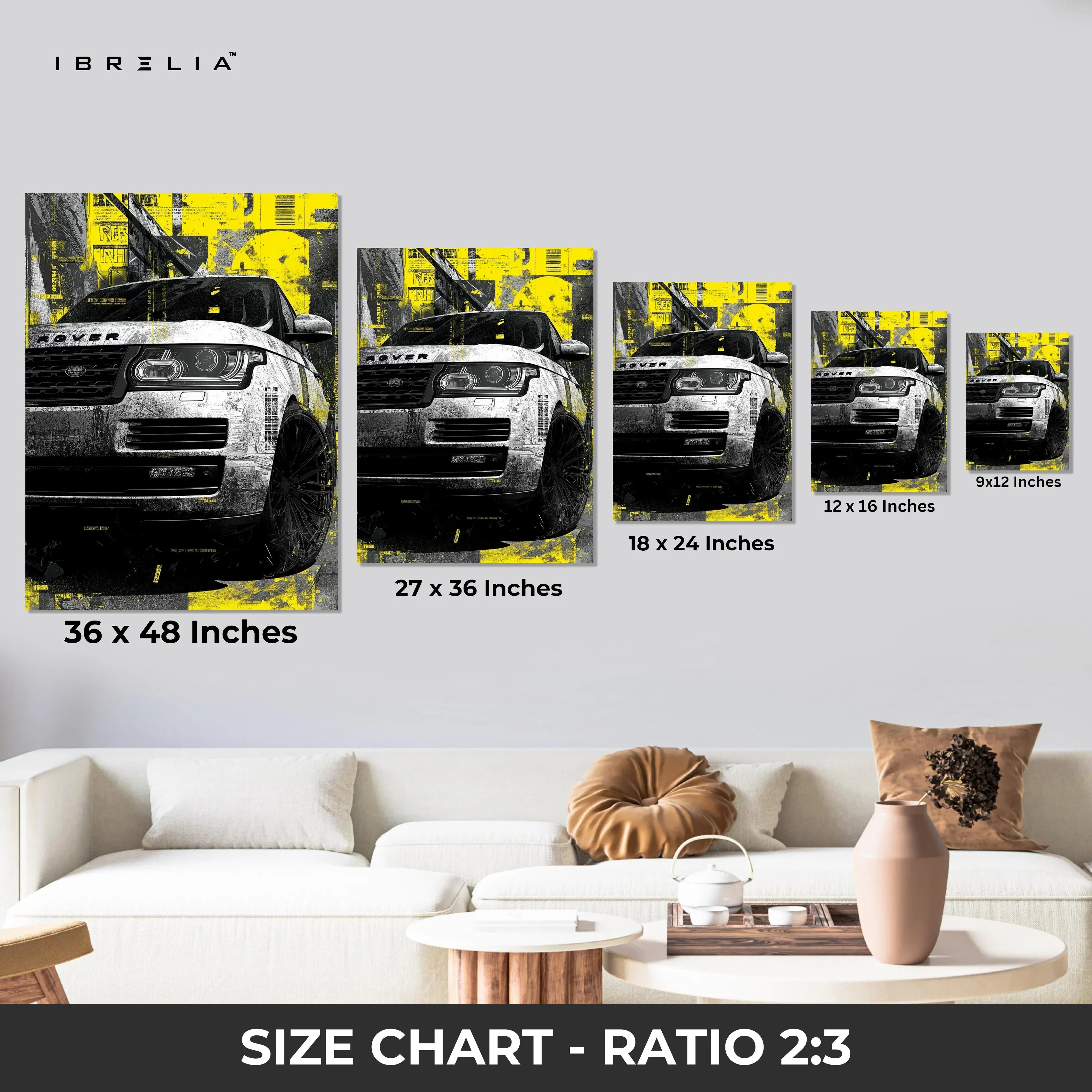 Range Rover Street Art Wall Art – Urban Luxury SUV Canvas Frame | Grunge Automotive Poster Pakistan | IBRELIA™ IBRELIA