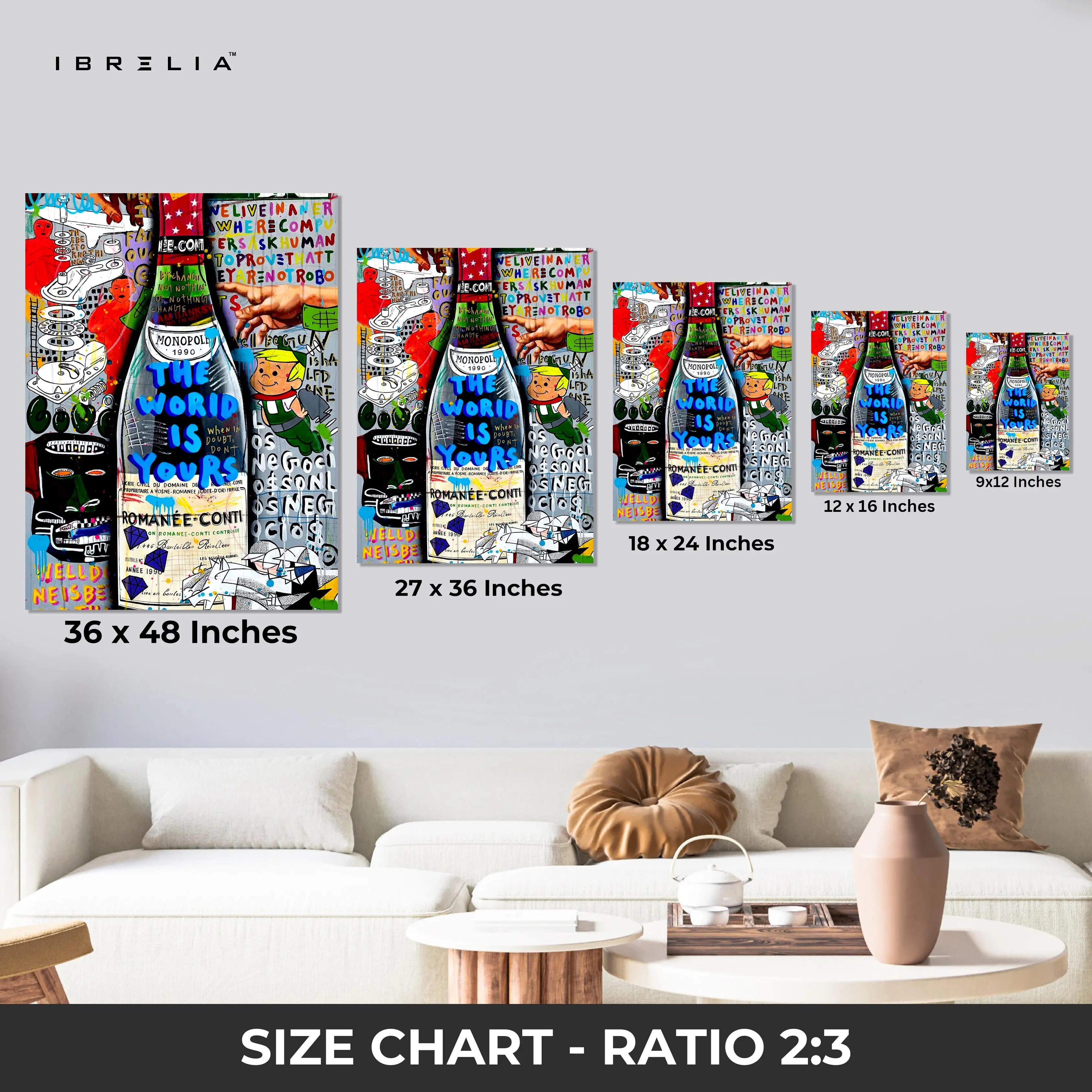 Luxury Graffiti Bottle Wall Art – Street Pop Champagne Poster | Monopoly Style Abstract Wealth Art Frame Pakistan | IBRELIA™ IBRELIA