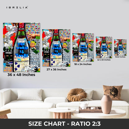 Luxury Graffiti Bottle Wall Art – Street Pop Champagne Poster | Monopoly Style Abstract Wealth Art Frame Pakistan | IBRELIA™ IBRELIA