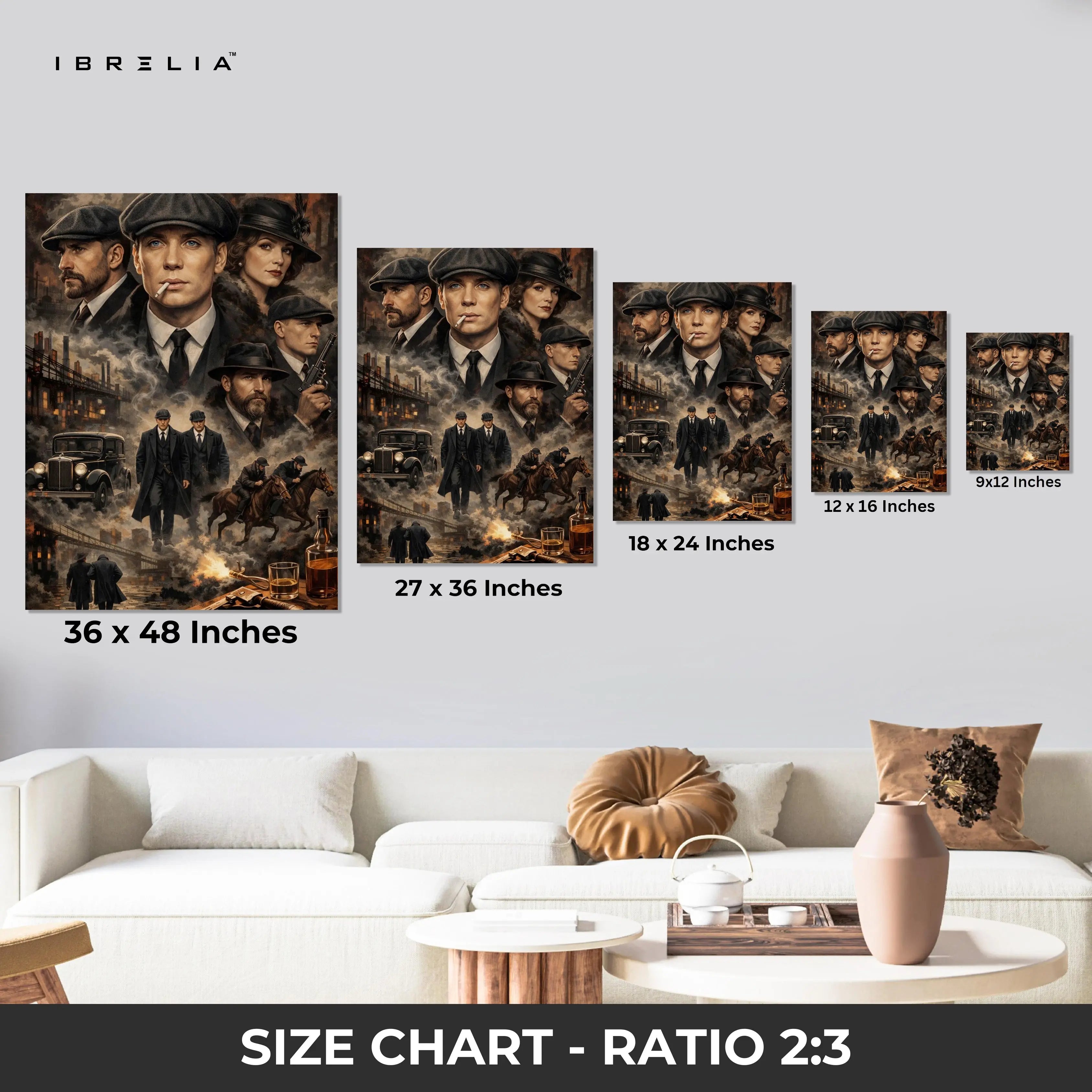 Peaky Blinders Collage Wall Art – Thomas Shelby Gang Canvas Frame | Vintage Crime Series Poster Pakistan | IBRELIA™ IBRELIA