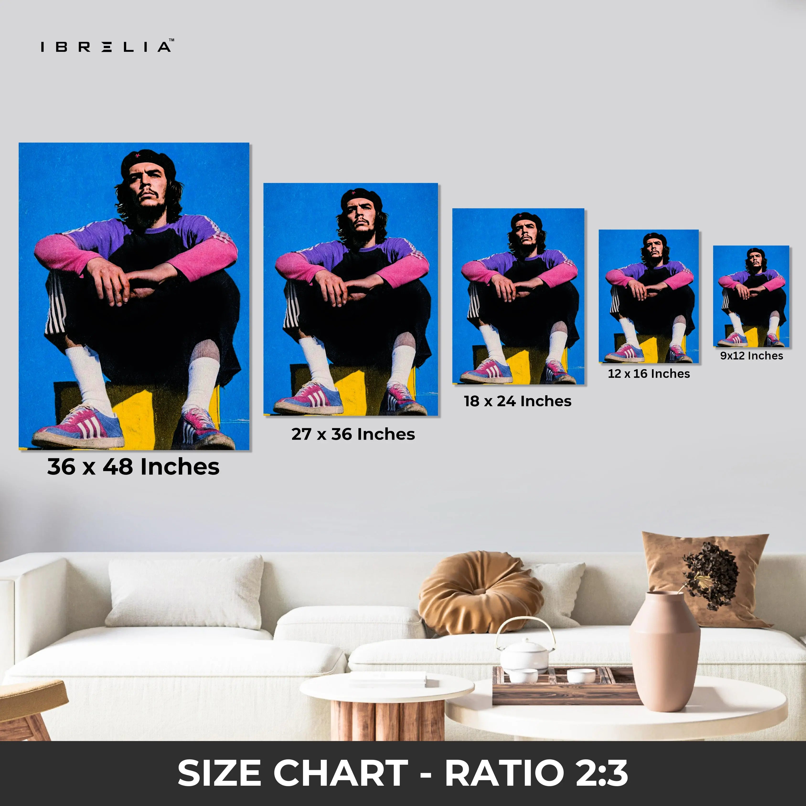 Che Guevara Vintage Portrait Wall Art – Iconic Revolutionary Canvas Frame | Retro Street Style Poster Pakistan | IBRELIA™ IBRELIA
