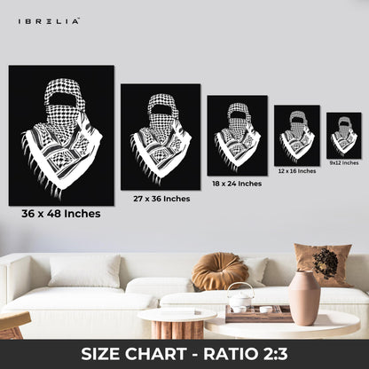Palestinian Keffiyeh Resistance Art – Minimal Black & White Solidarity Wall Art | 4K Ultra Wrap Frame Wall Art in Pakistan | IBRELIA™