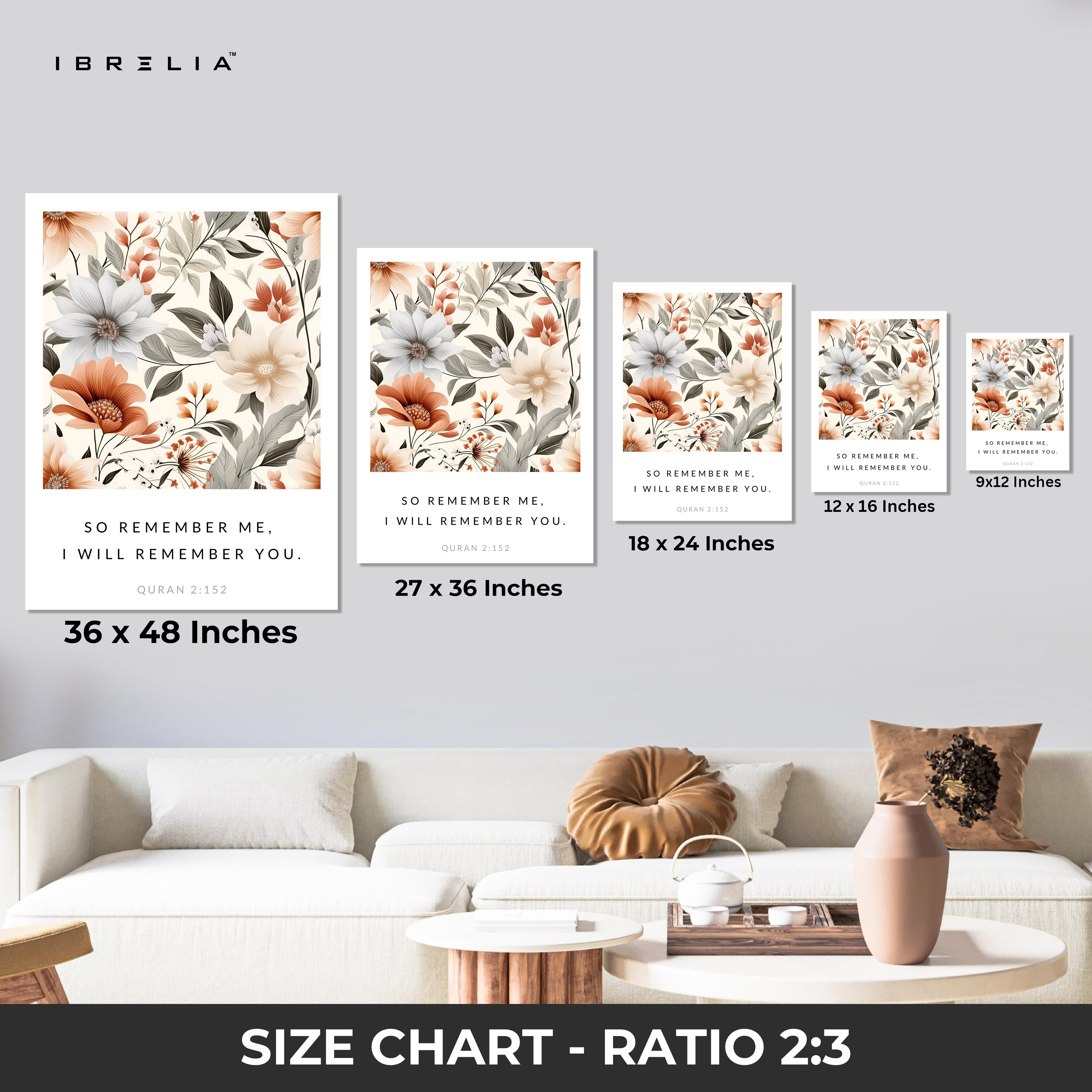 So Remember Me Islamic Wall Art – Quran 2:152 Floral Botanical Design | 4K Ultra Wrap Frame Wall Art in Pakistan | IBRELIA™