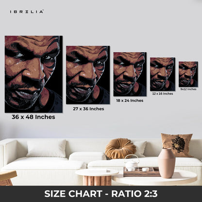Mike Tyson Portrait Wall Art – Intense Boxing Legend Canvas Frame | Fighter Street Style Poster Pakistan | IBRELIA™ IBRELIA