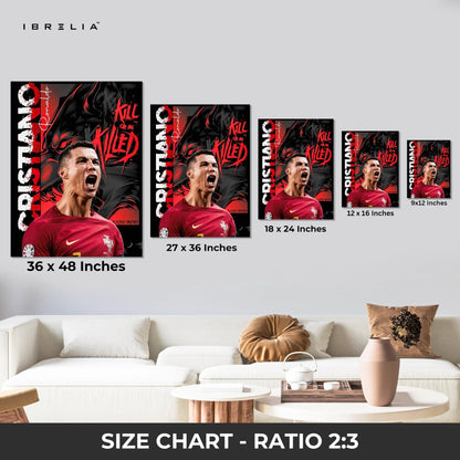 Cristiano Ronaldo Beast Mode Wall Art – CR7 Football Canvas Frame | Ronaldo Portugal Poster Pakistan | IBRELIA™ IBRELIA
