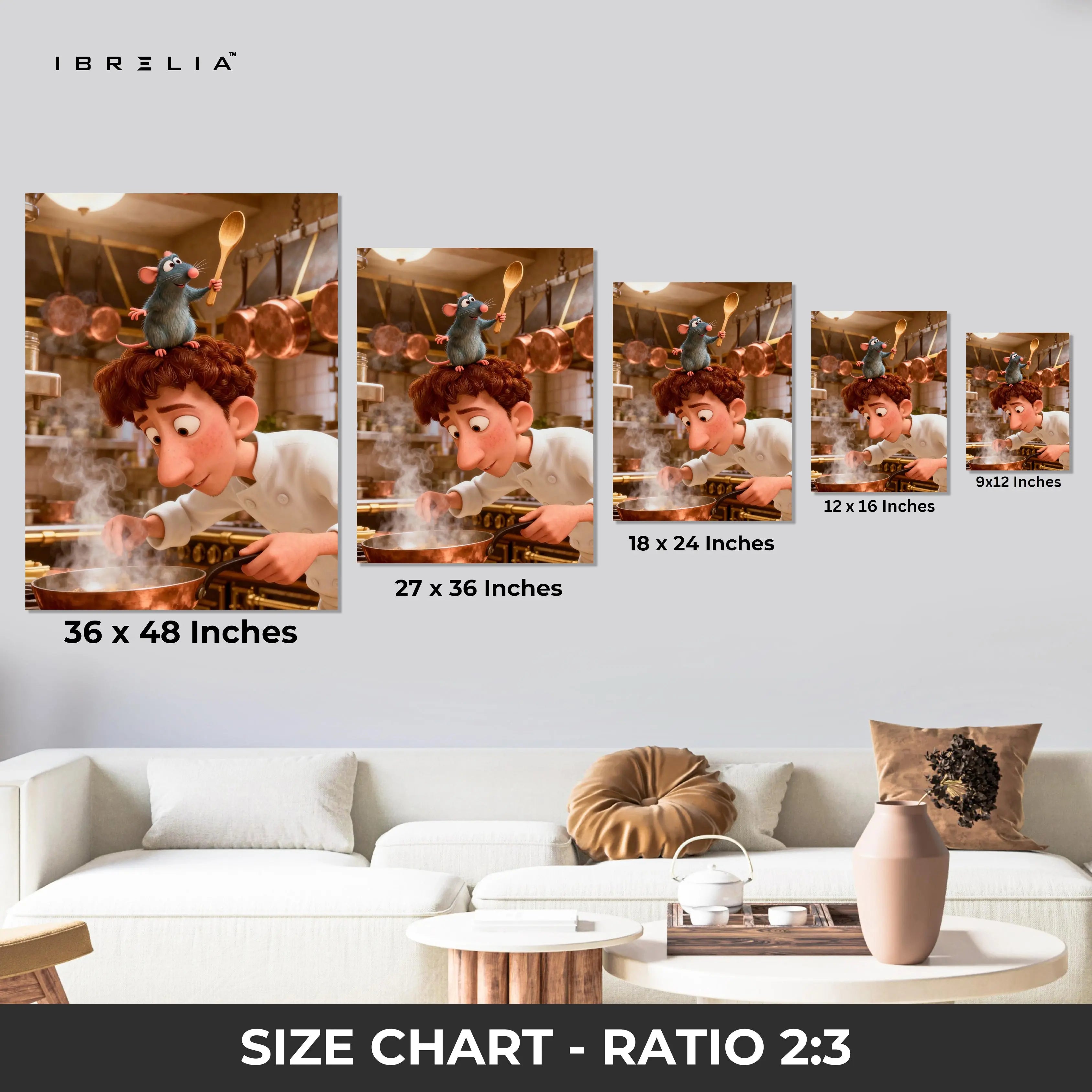 Ratatouille Chef Wall Art – Animated Movie Canvas Frame | Kitchen & Food Decor Pakistan | IBRELIA™ IBRELIA