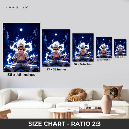 Luffy Gear 5 Wall Art – One Piece Anime Canvas Frame | Sun God Nika Poster Pakistan | IBRELIA™ IBRELIA