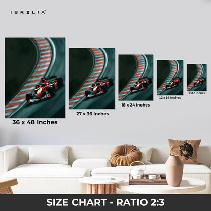 Ferrari F1 Cornering Speed Wall Art – High Velocity Track Canvas Frame Pakistan | Formula Racing Poster | IBRELIA™ IBRELIA