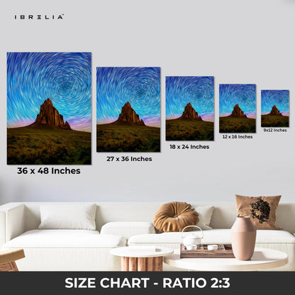 Star Trails Mountain Landscape Wall Art – Cosmic Night Sky Canvas Frame | Long Exposure Nature Poster Pakistan | IBRELIA™ IBRELIA