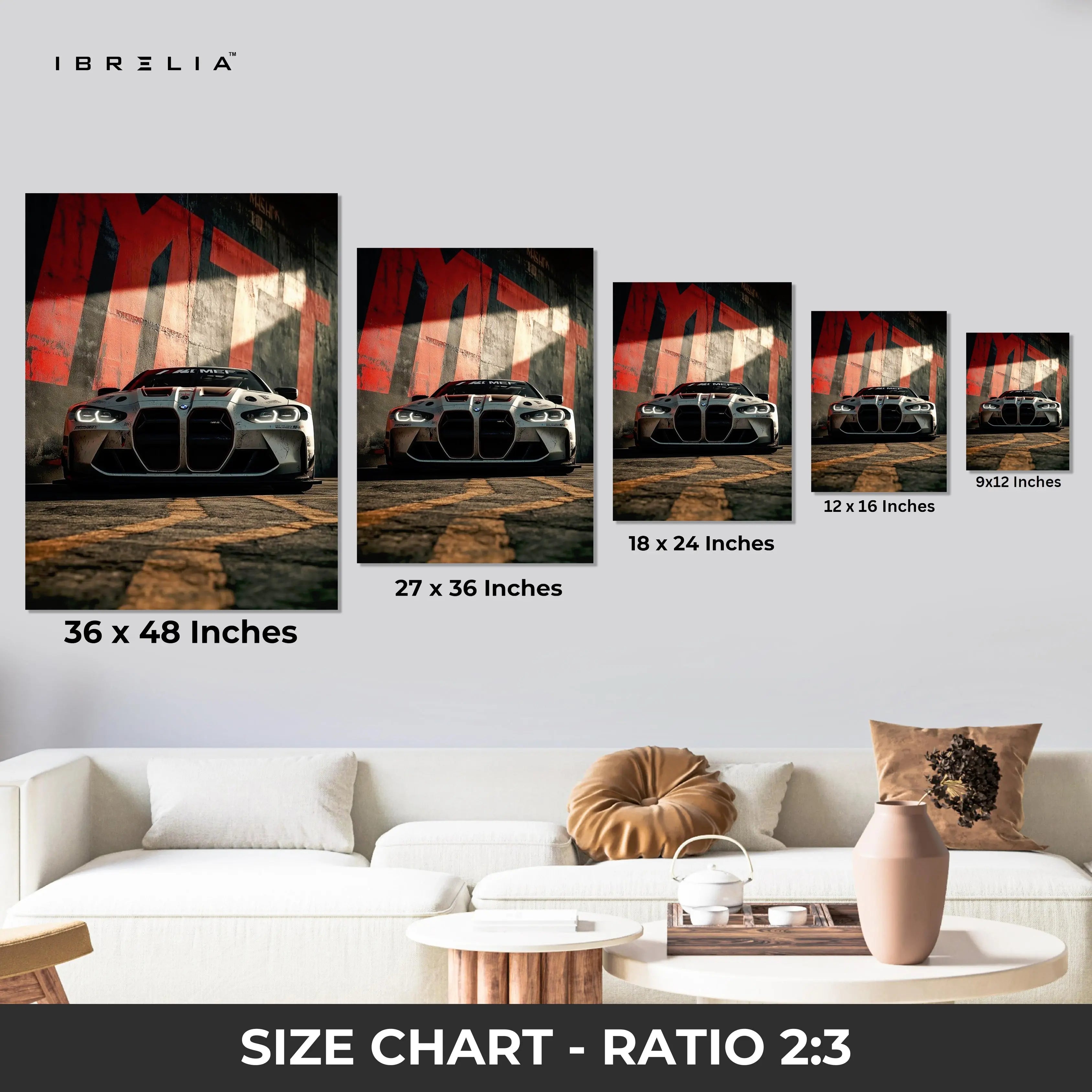 BMW M4 Street Performance Wall Art – Aggressive Front View Canvas Frame | Sports Car Poster Pakistan | IBRELIA™ IBRELIA
