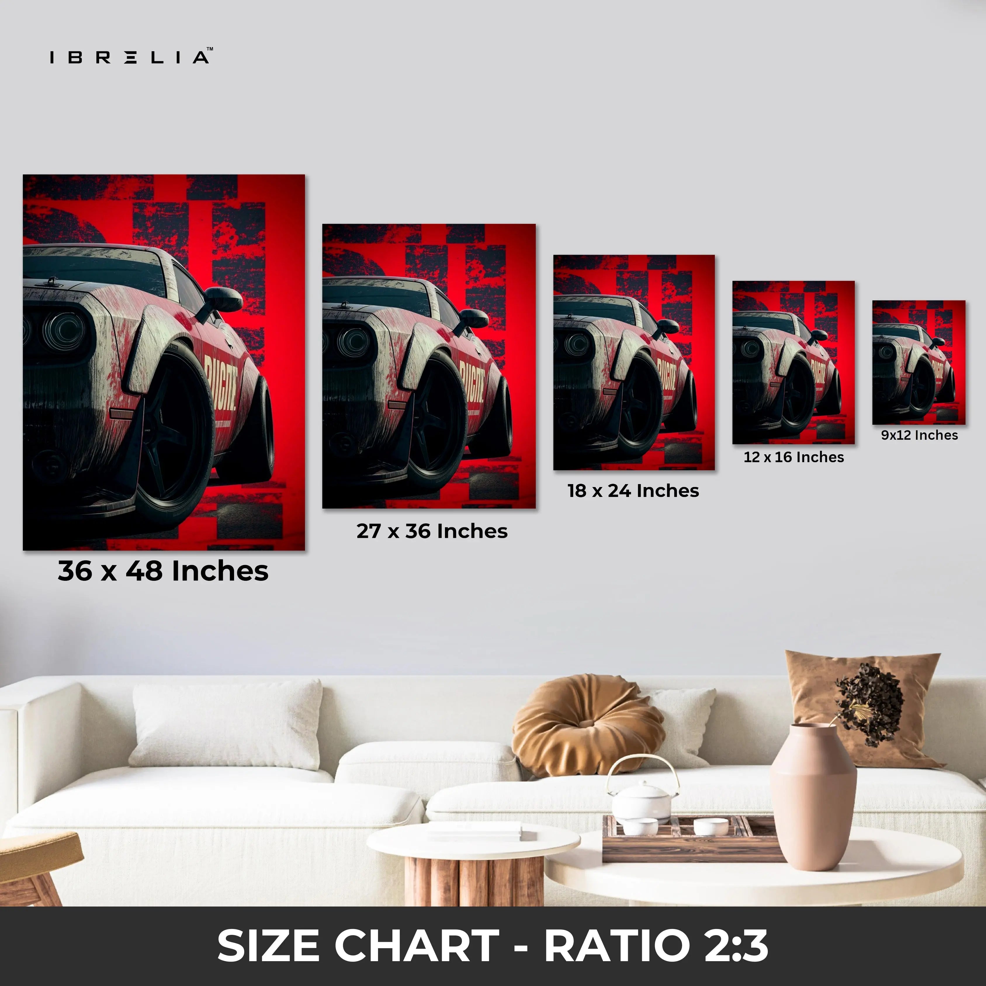 Dodge Challenger Hellcat Widebody Wall Art – Muscle Car Street Poster Canvas Frame | Aggressive Car Art Pakistan | IBRELIA™ IBRELIA