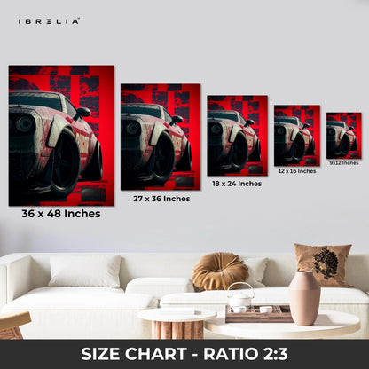Dodge Challenger Hellcat Widebody Wall Art – Muscle Car Street Poster Canvas Frame | Aggressive Car Art Pakistan | IBRELIA™ IBRELIA