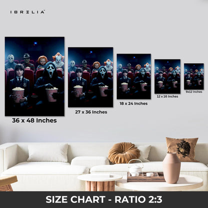 Horror Movie Icons Cinema Wall Art – Ghostface Pennywise Freddy Canvas Frame | Dark Pop Culture Poster Pakistan | IBRELIA™ IBRELIA