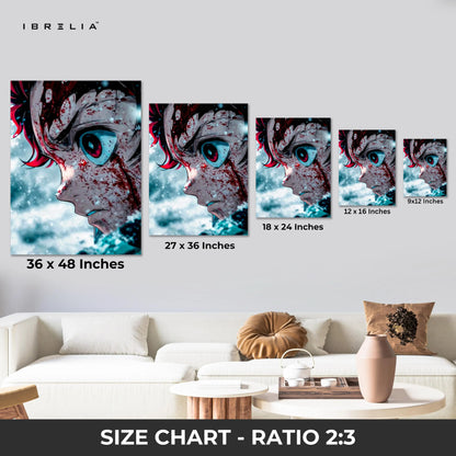 Anime Intense Eye Wall Art – Dark Aesthetic Manga Canvas Frame | Dramatic Character Poster Pakistan | IBRELIA™ IBRELIA