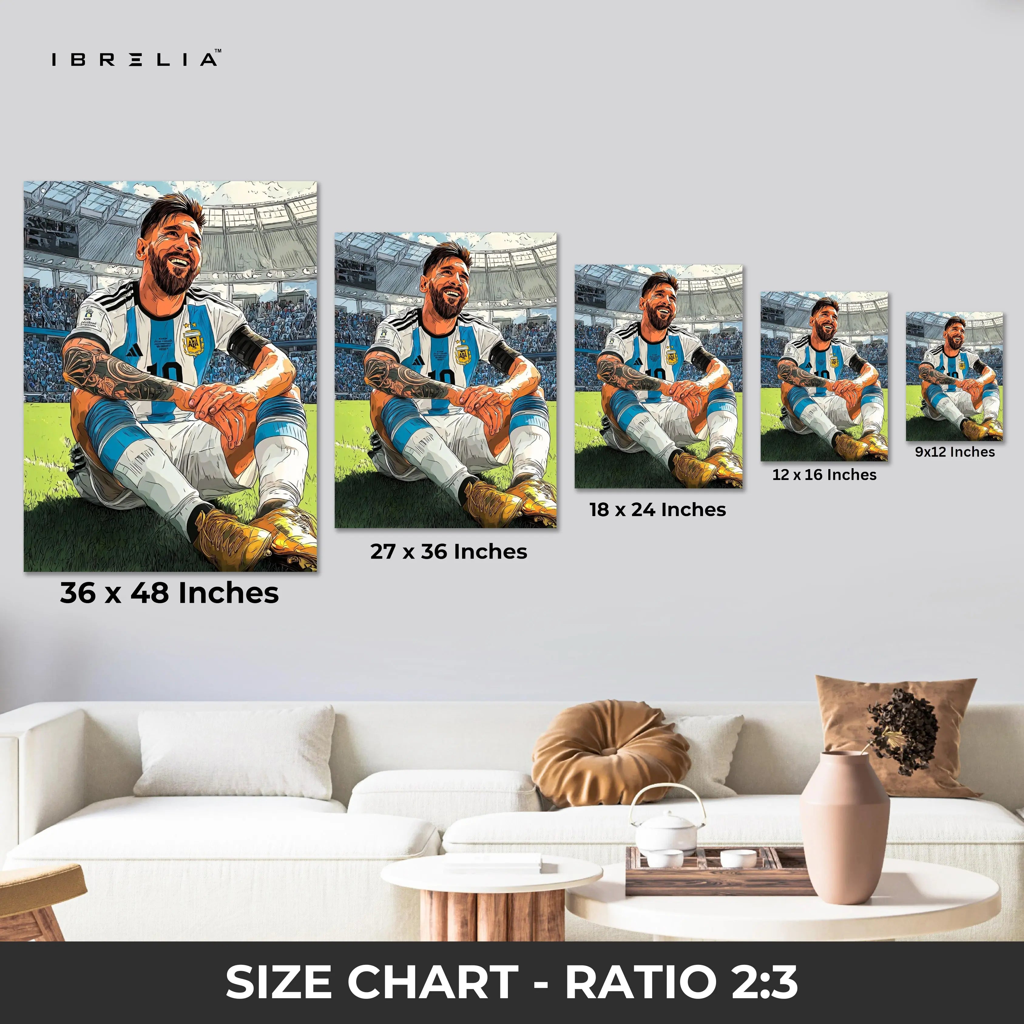 Lionel Messi Argentina Wall Art – World Champion Football Canvas Frame | Soccer Legend Poster Pakistan | IBRELIA™ IBRELIA