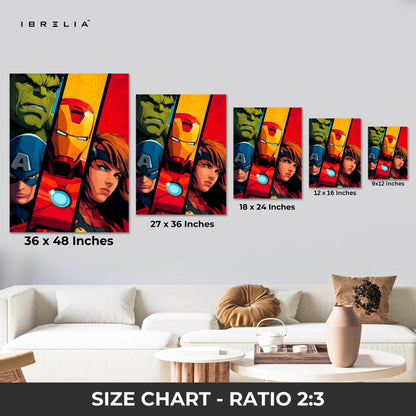 Avengers Split Wall Art – Marvel Superhero Canvas Frame | Iron Man Captain America Hulk Poster Pakistan | IBRELIA™ IBRELIA