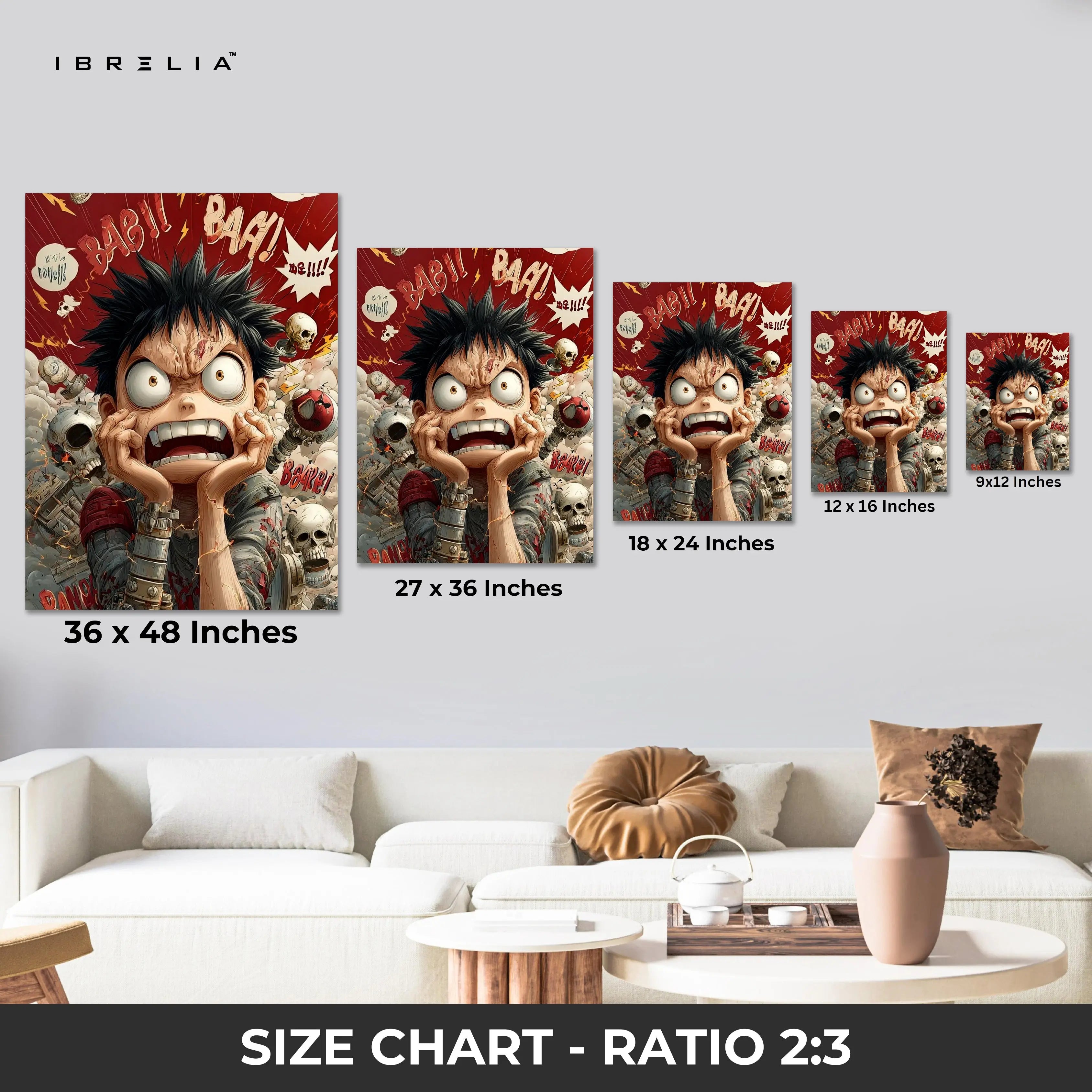 Crazy Anime Expression Wall Art – Comic Style Chaos Canvas Frame | Bold Cartoon Character Poster Pakistan | IBRELIA™ IBRELIA