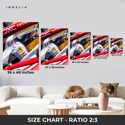 Ferrari F1 Driver Helmet Wall Art – Racing Motorsport Canvas Frame | Formula 1 Speed Poster Pakistan | IBRELIA™ IBRELIA