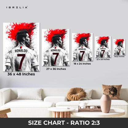 Cristiano Ronaldo No.7 Jersey Wall Art – CR7 Back View Canvas Frame | Ronaldo Football Poster Pakistan | IBRELIA™ IBRELIA