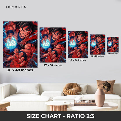 Goku Kamehameha Wall Art – Dragon Ball Anime Canvas Frame | Goku Power Poster Pakistan | IBRELIA™ IBRELIA