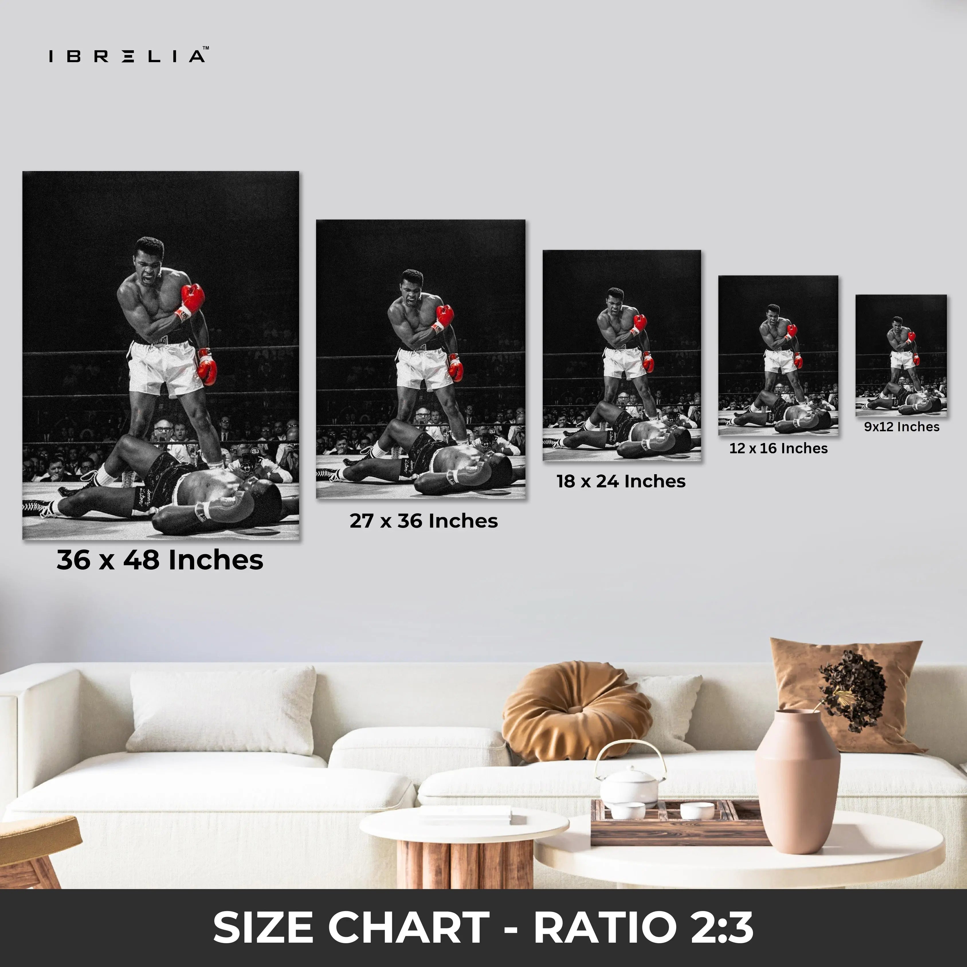 Muhammad Ali Knockout Legacy Wall Art – Iconic Boxing Canvas Frame Pakistan | Vintage Champion Poster | IBRELIA™ IBRELIA