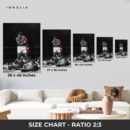 Muhammad Ali Knockout Legacy Wall Art – Iconic Boxing Canvas Frame Pakistan | Vintage Champion Poster | IBRELIA™ IBRELIA