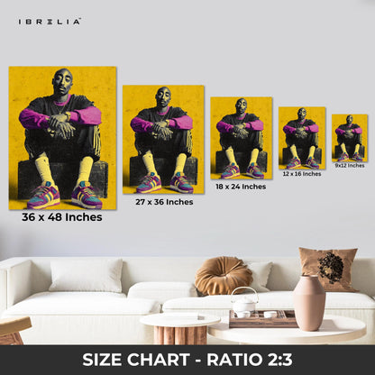Tupac Shakur Vintage Portrait Wall Art – Iconic Hip Hop Legend Canvas Frame | Retro Rap Poster Pakistan | IBRELIA™ IBRELIA