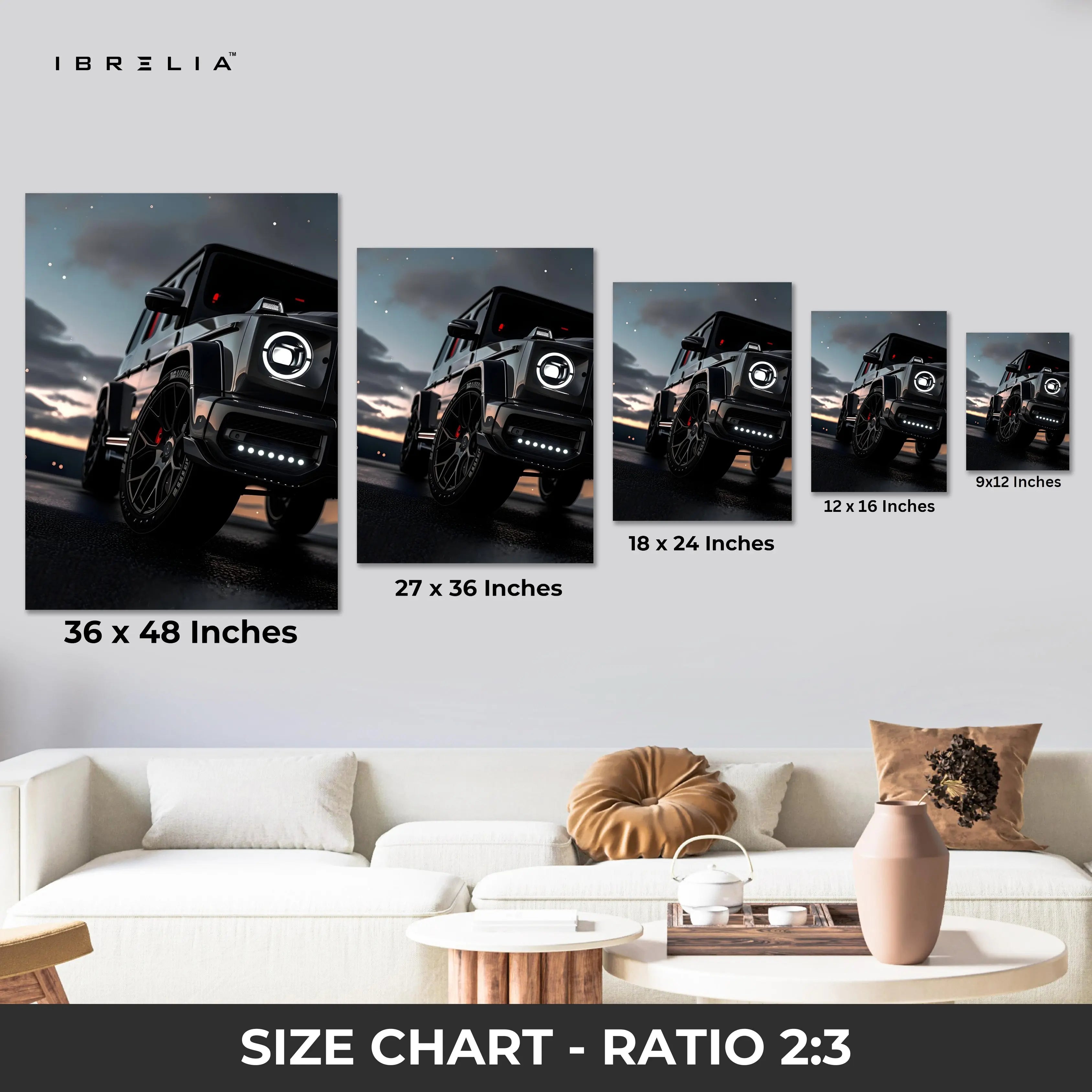 Mercedes G Wagon Night Drive Wall Art – Luxury SUV Aesthetic Canvas Frame | G-Class Poster Pakistan | IBRELIA™ IBRELIA