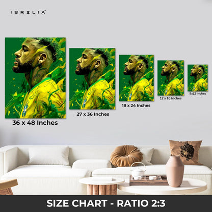 Neymar Jr Portrait Wall Art – Brazil Football Canvas Frame | Neymar Aesthetic Poster Pakistan | IBRELIA™ IBRELIA