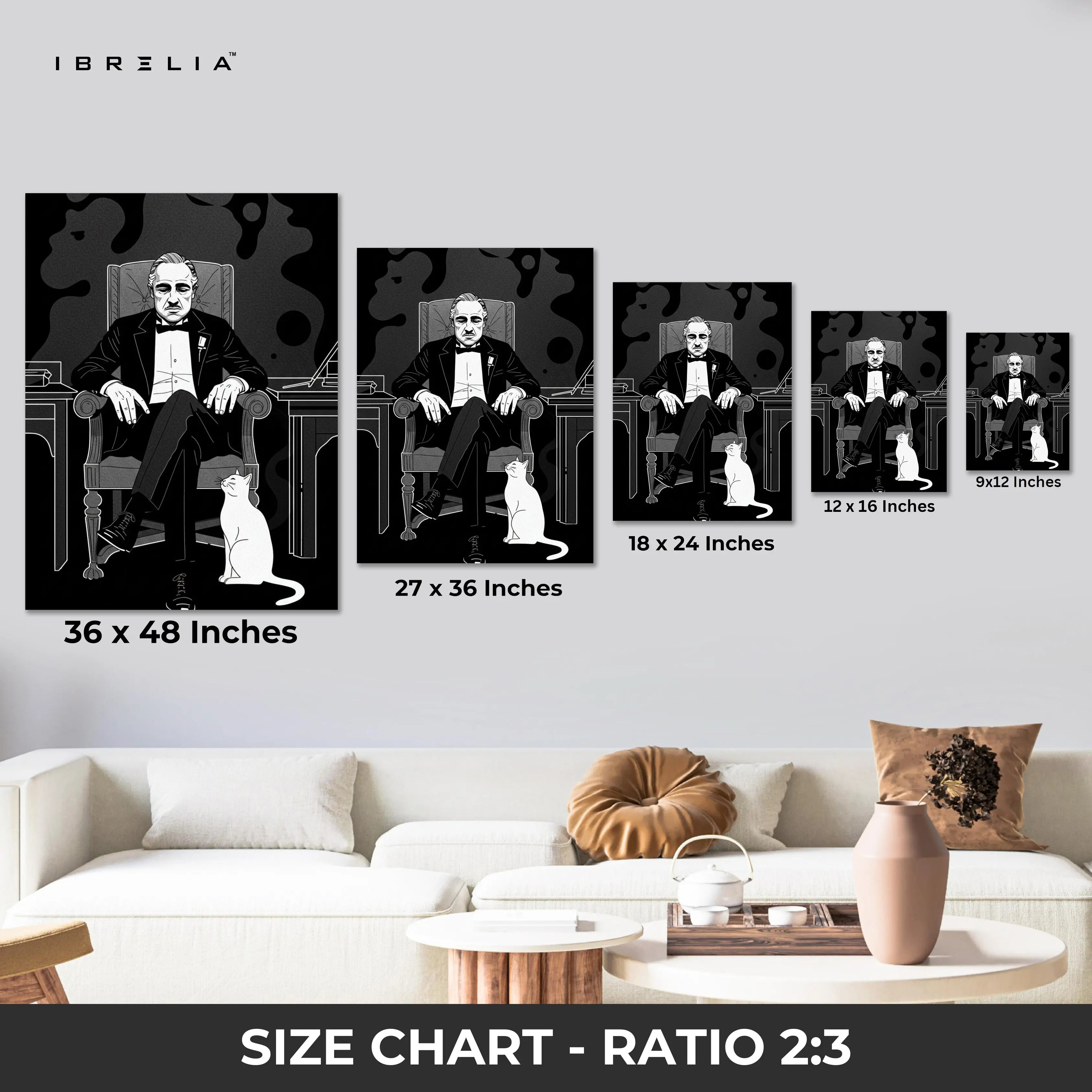 Godfather Chair Portrait Wall Art – Don Vito Corleone Canvas Frame | Minimal Mafia Poster Pakistan | IBRELIA™ IBRELIA