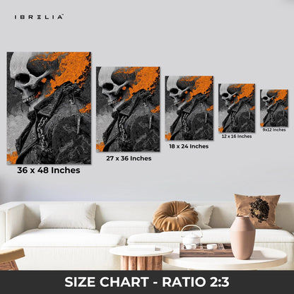 Flaming Skull Wall Art – Dark Biker Canvas Frame | Fire Skull Poster Pakistan | IBRELIA™ IBRELIA