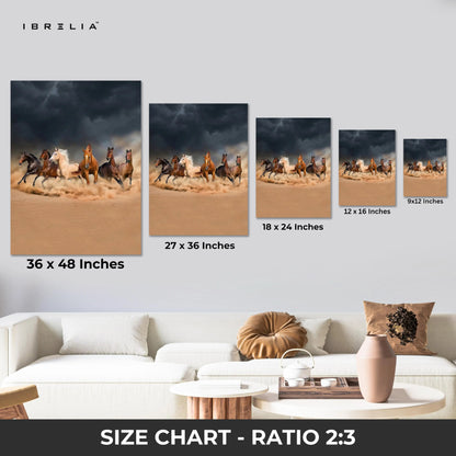 Storm Stallions Charge Art – Wild Running Horses Dark Sky Wall Art | 4K Ultra Wrap Frame Wall Art in Pakistan | IBRELIA™ IBRELIA