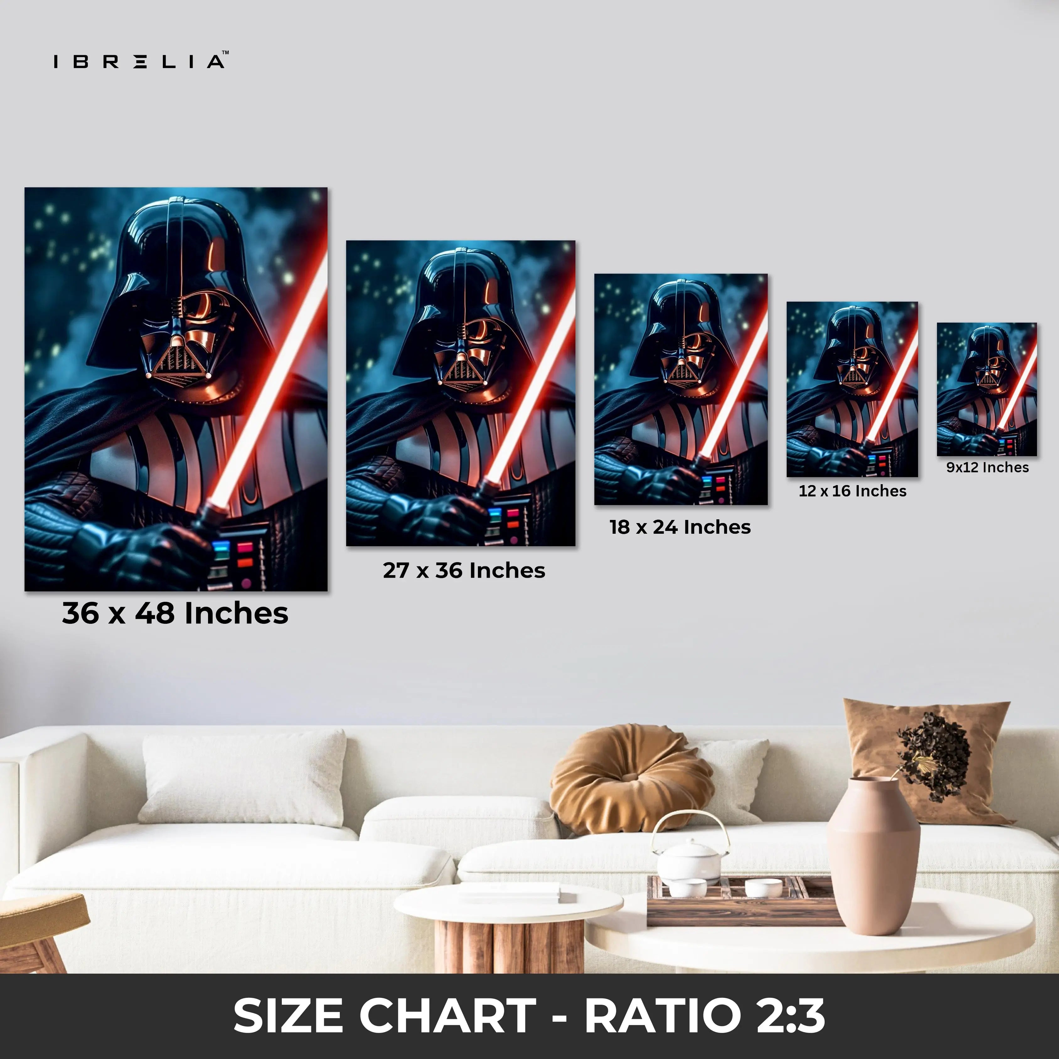 Dark Sith Warrior Wall Art – Futuristic Lightsaber Canvas Frame | Sci-Fi Villain Poster Pakistan | IBRELIA™ IBRELIA
