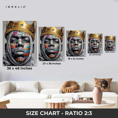 Street King Crown Graffiti Wall Art – Urban Portrait Canvas Frame | Bold Street Culture Decor Pakistan | IBRELIA™ IBRELIA
