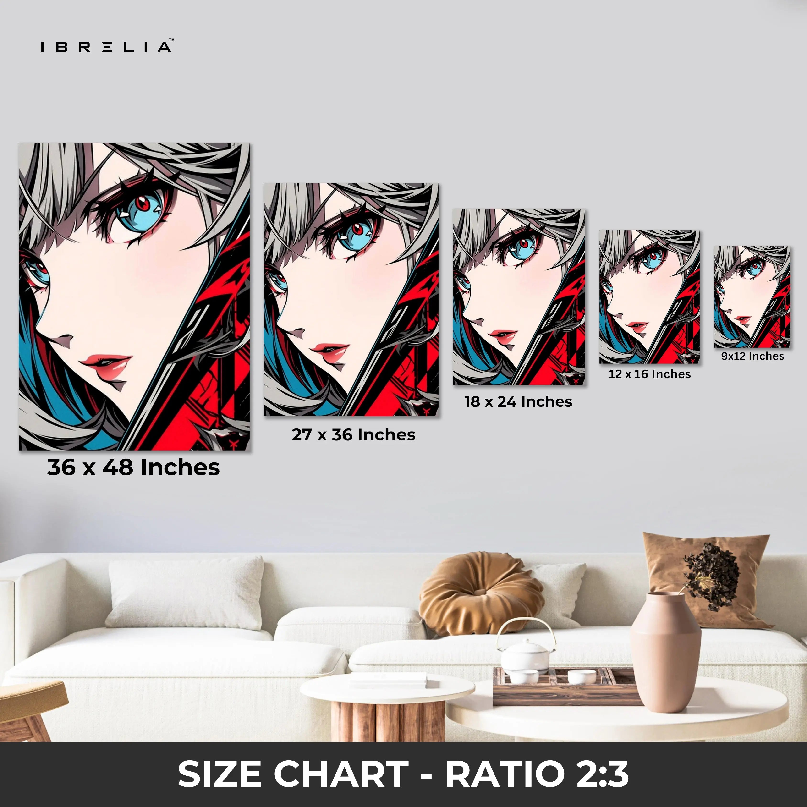 Anime Girl Portrait Wall Art – Aesthetic Anime Canvas Frame | Modern Anime Poster Pakistan | IBRELIA™ IBRELIA