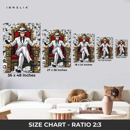Anime Mafia King Wall Art – Luxury Throne Canvas Frame | Anime Boss Poster Pakistan | IBRELIA™ IBRELIA