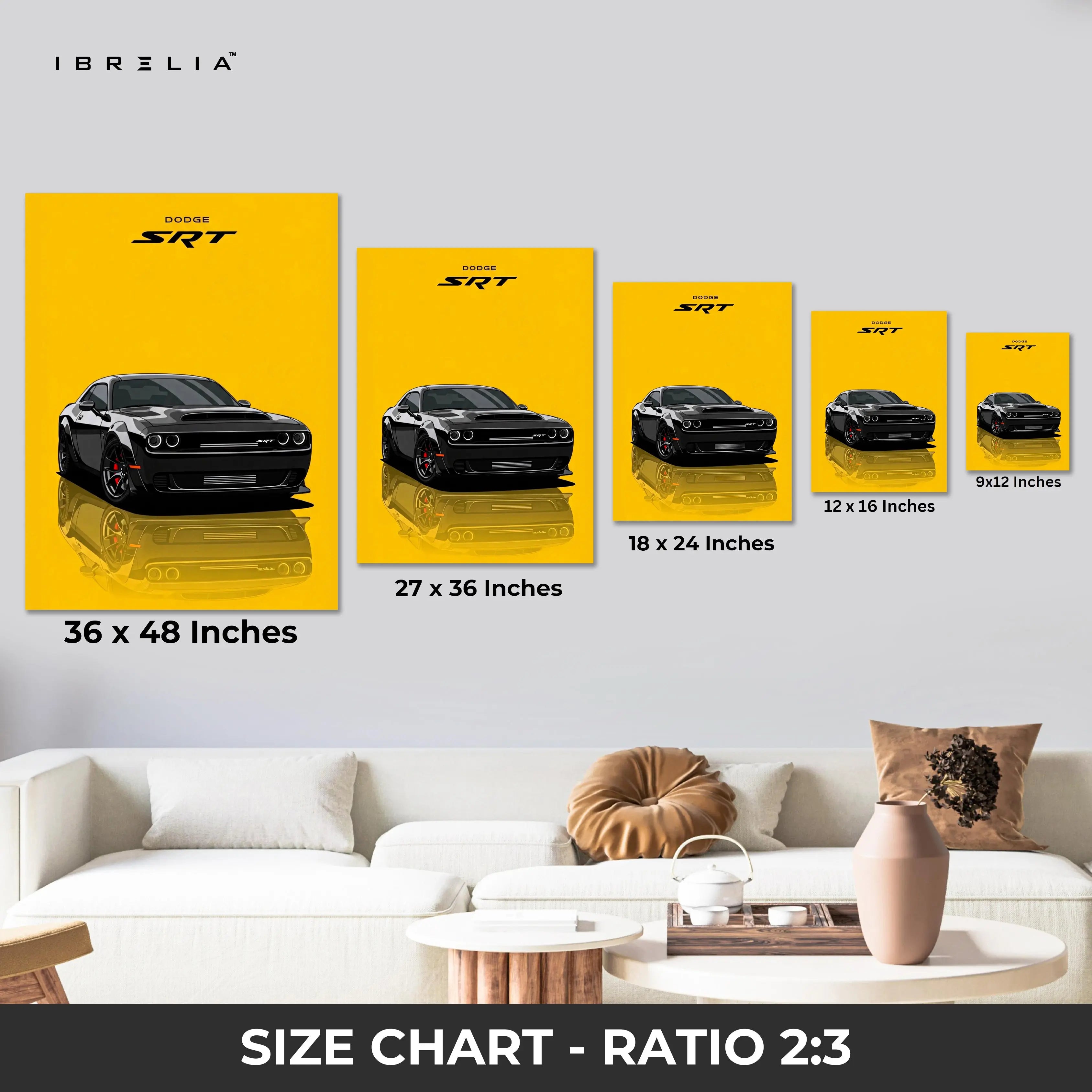 Dodge Challenger SRT Wall Art – Muscle Car Racing Canvas Frame Pakistan | American Muscle Poster | IBRELIA™ IBRELIA