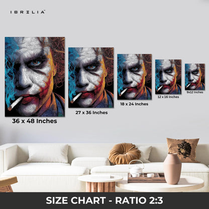 Joker Abstract Portrait Wall Art – Dark Villain Canvas Frame | Artistic Street Style Poster Pakistan | IBRELIA™ IBRELIA