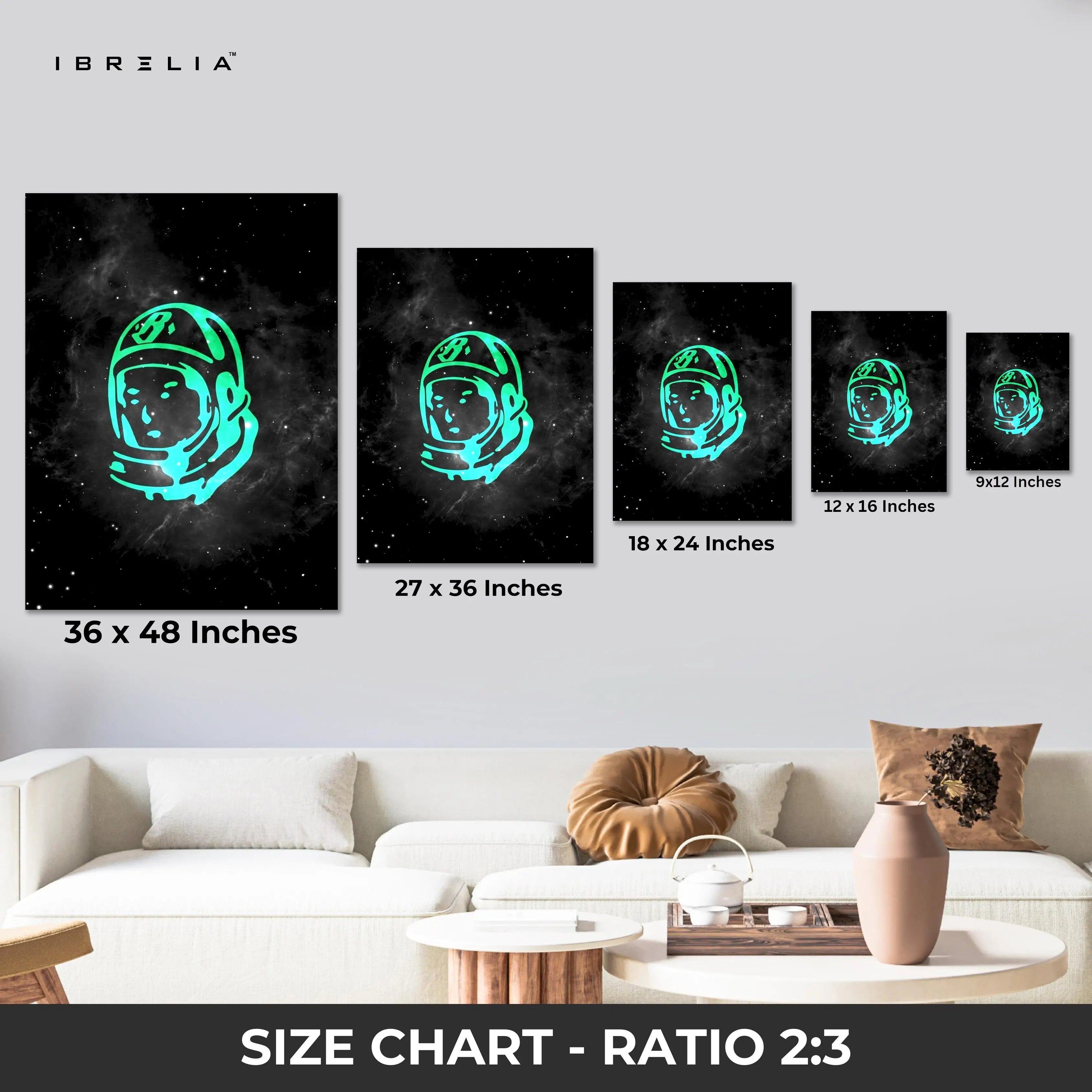 Neon Astronaut Minimal Wall Art – Space Aesthetic Canvas Frame | Galaxy Street Style Poster Pakistan | IBRELIA™ IBRELIA