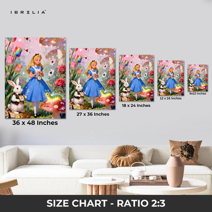 Alice in Wonderland Fantasy Garden Wall Art – Magical Story Canvas Frame | Whimsical Fairytale Decor Pakistan | IBRELIA™ IBRELIA