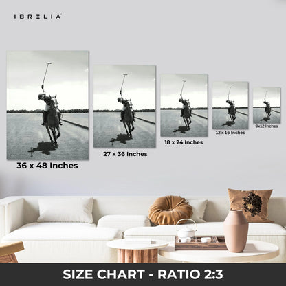 Polo Champion Action Art – Black & White Horse Rider Sports Wall Art | 4K Ultra Wrap Frame Wall Art in Pakistan | IBRELIA™ IBRELIA