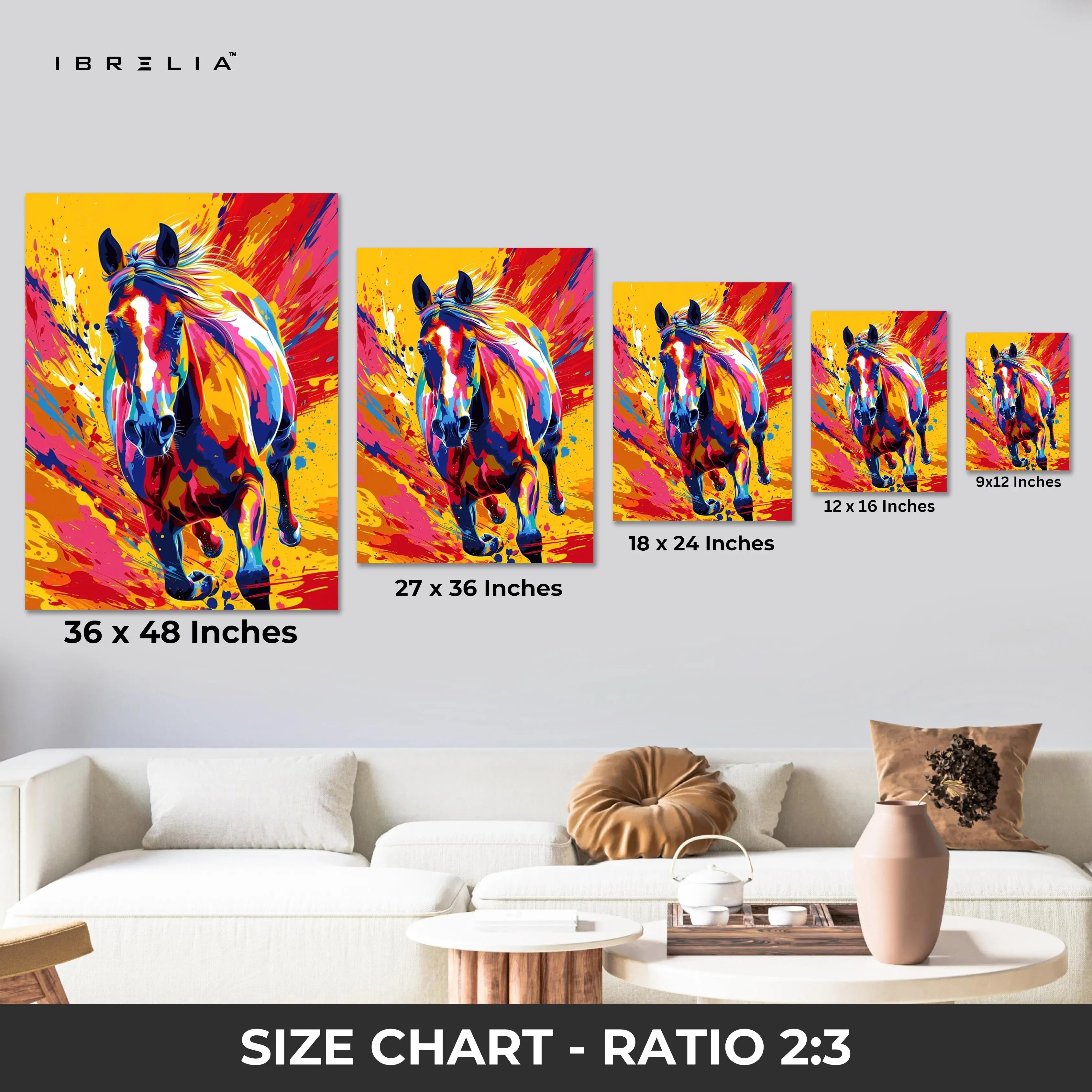 Color Burst Stallion Art – Vibrant Pop Art Running Horse Wall Art | 4K Ultra Wrap Frame Wall Art in Pakistan | IBRELIA™ IBRELIA