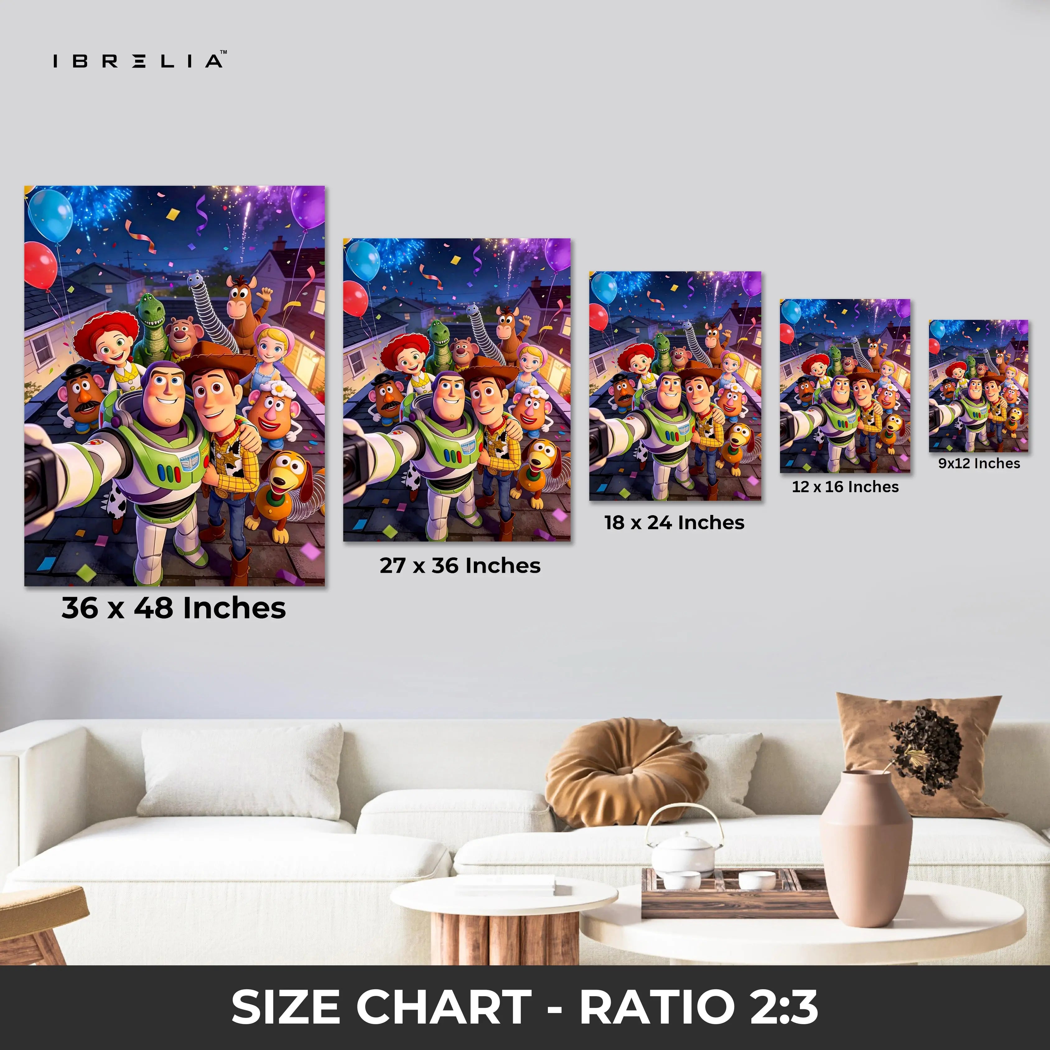 Toy Story Celebration Wall Art – Animated Characters Canvas Frame | Fun Kids Room Decor Pakistan | IBRELIA™ IBRELIA